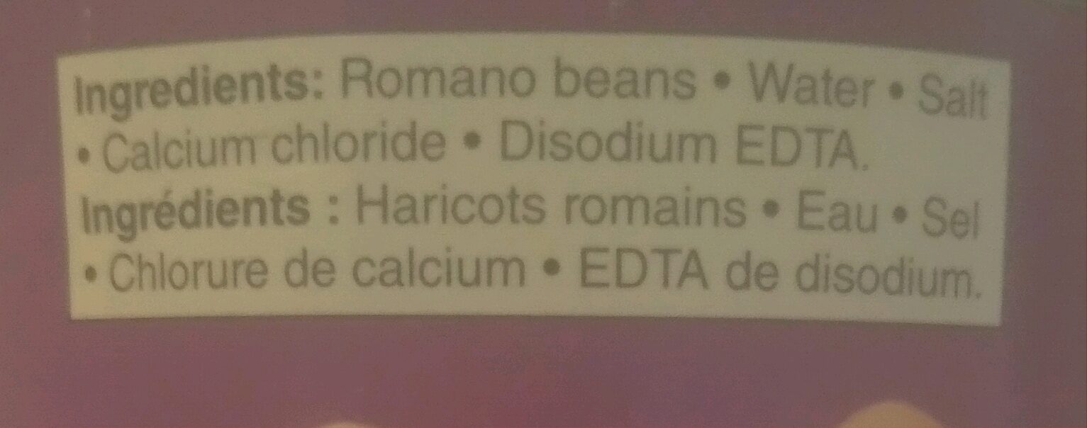 Romano Beans - Ingrédients - en