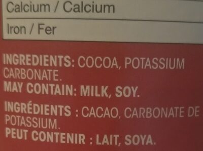 Cacao de cuisson - Ingrédients