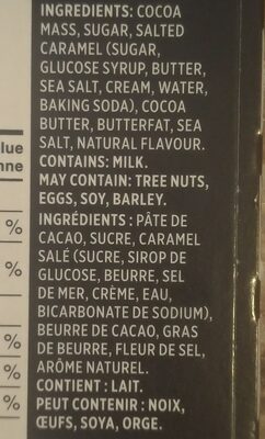 Salted Caramel Swiss Dark Chocolate - Ingrédients