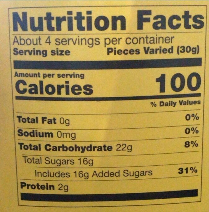 Gummy Fries - Nutrition facts