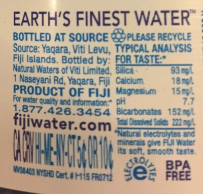 Fiji Natural Artesian Water - Ingredients