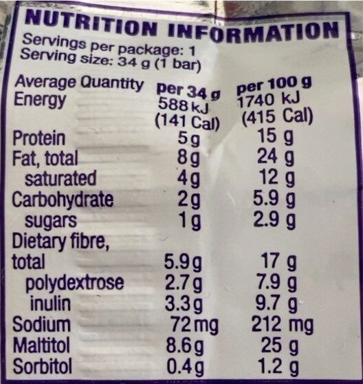 atkins low carb caramel nut chew - Nutrition facts