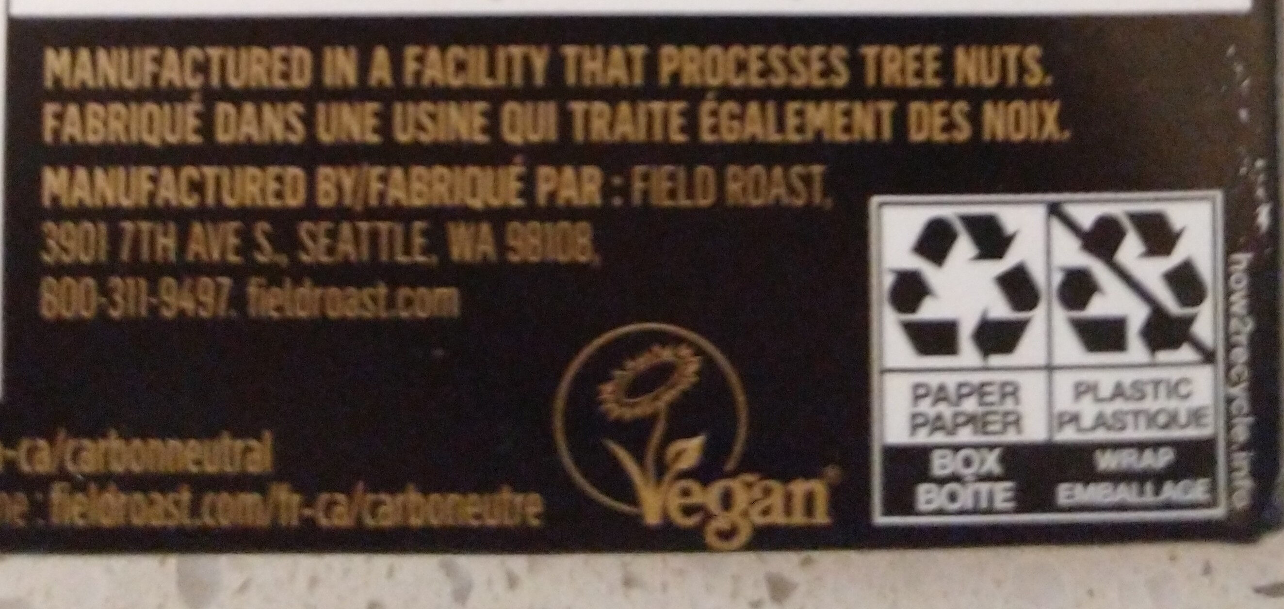 Chef's Signature Plant-based Burgers - Recycling instructions and/or packaging information