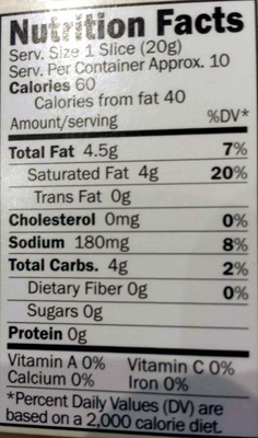 Vegan chao slices - Nutrition facts