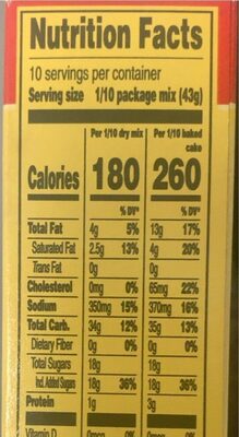 Signature perfectly moist lemon supreme cake mix - Nutrition facts