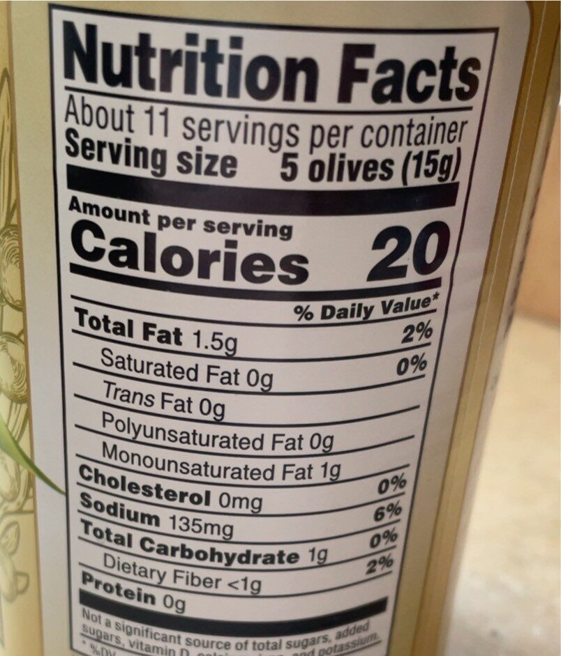 Olives - Información nutricional - en
