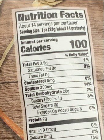 Stick pretzels - Nutrition facts