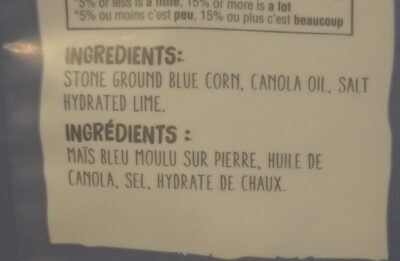Blue Corn Tortilla Chips - Ingrédients - en