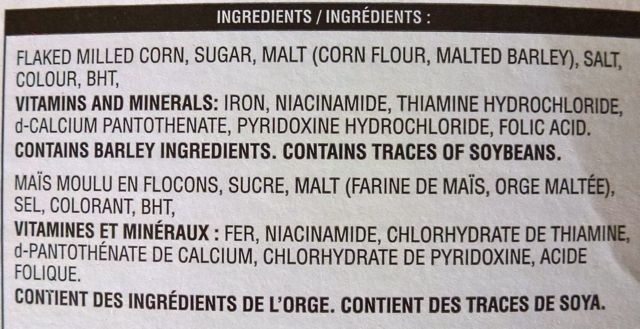 Corn Flakes - Ingrédients - en