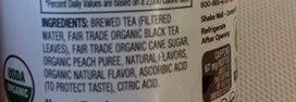 Honest Tea Organic Peach Tea - Ingredientes - en