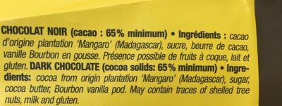 Chocolat noir 65% plantation mangaro - Ingredients - fr