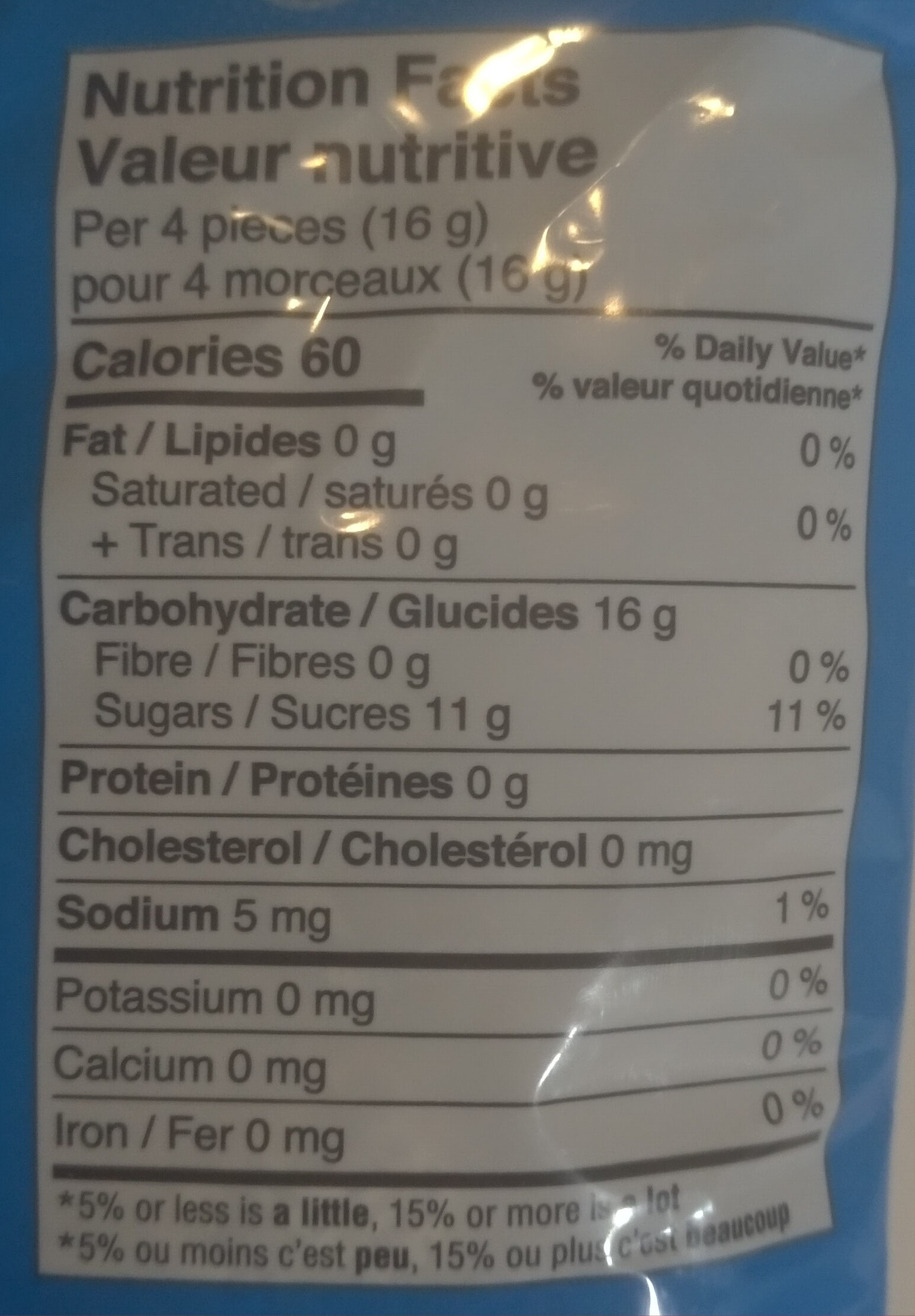 Crystal Mint - Nutrition facts