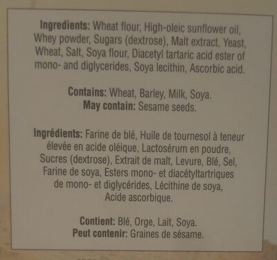Wheat Flour Toasts - Ingrédients