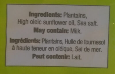 Plantain Chips - Ingrédients