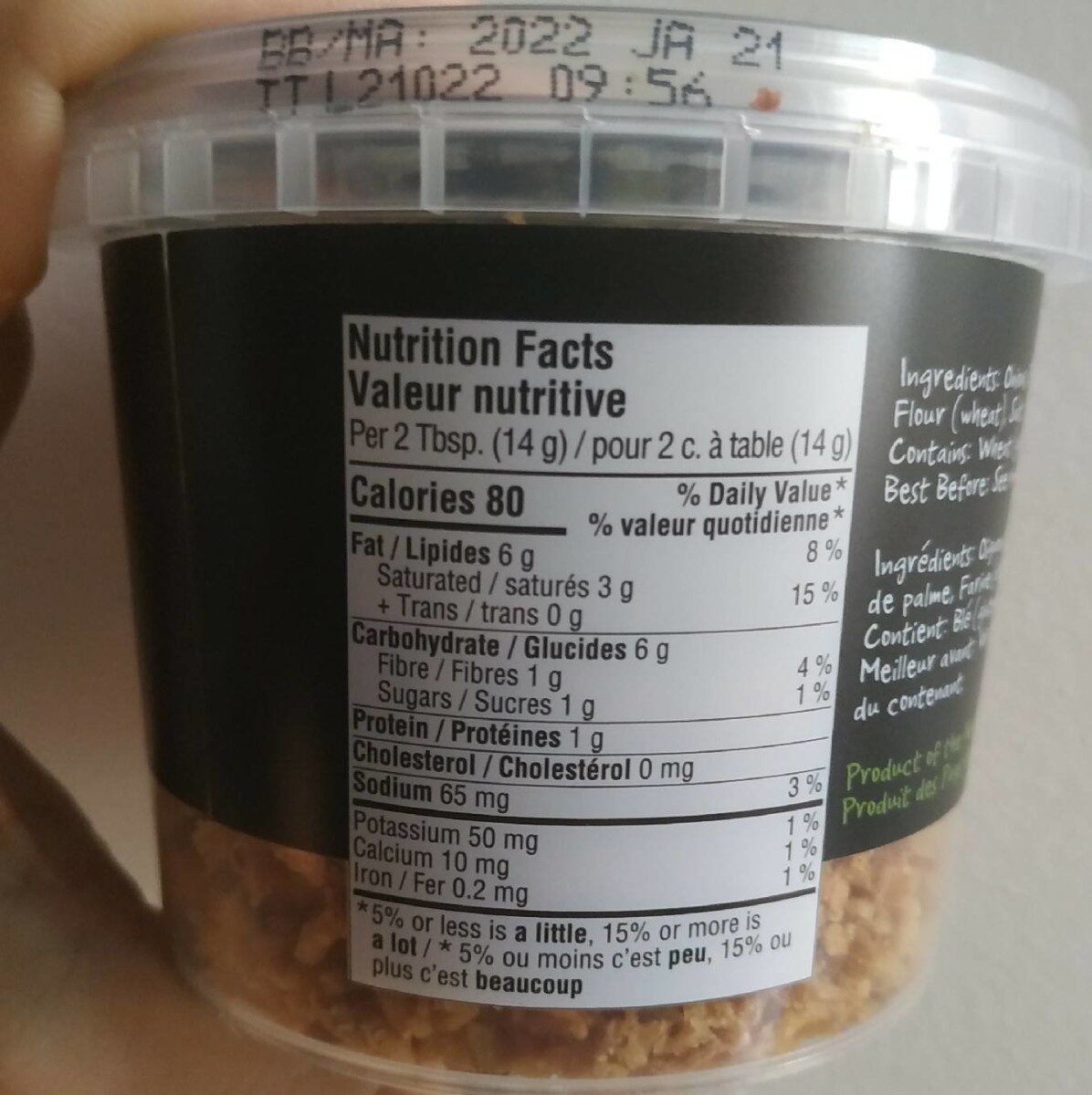 Oignons frits croustillant - Nutrition facts