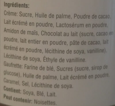Chocolate Filled Wafers - Ingrédients
