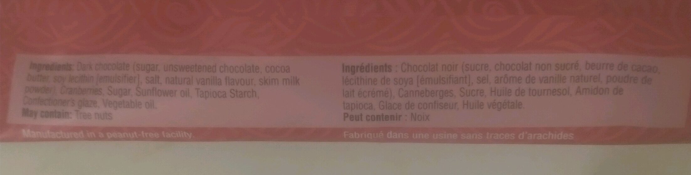 Dark Chocolate Cranberries - Ingrédients