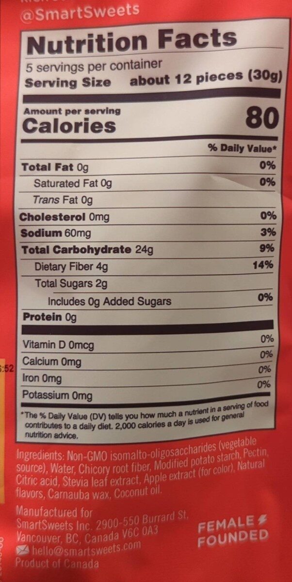 Cola Gummies - Nutrition facts