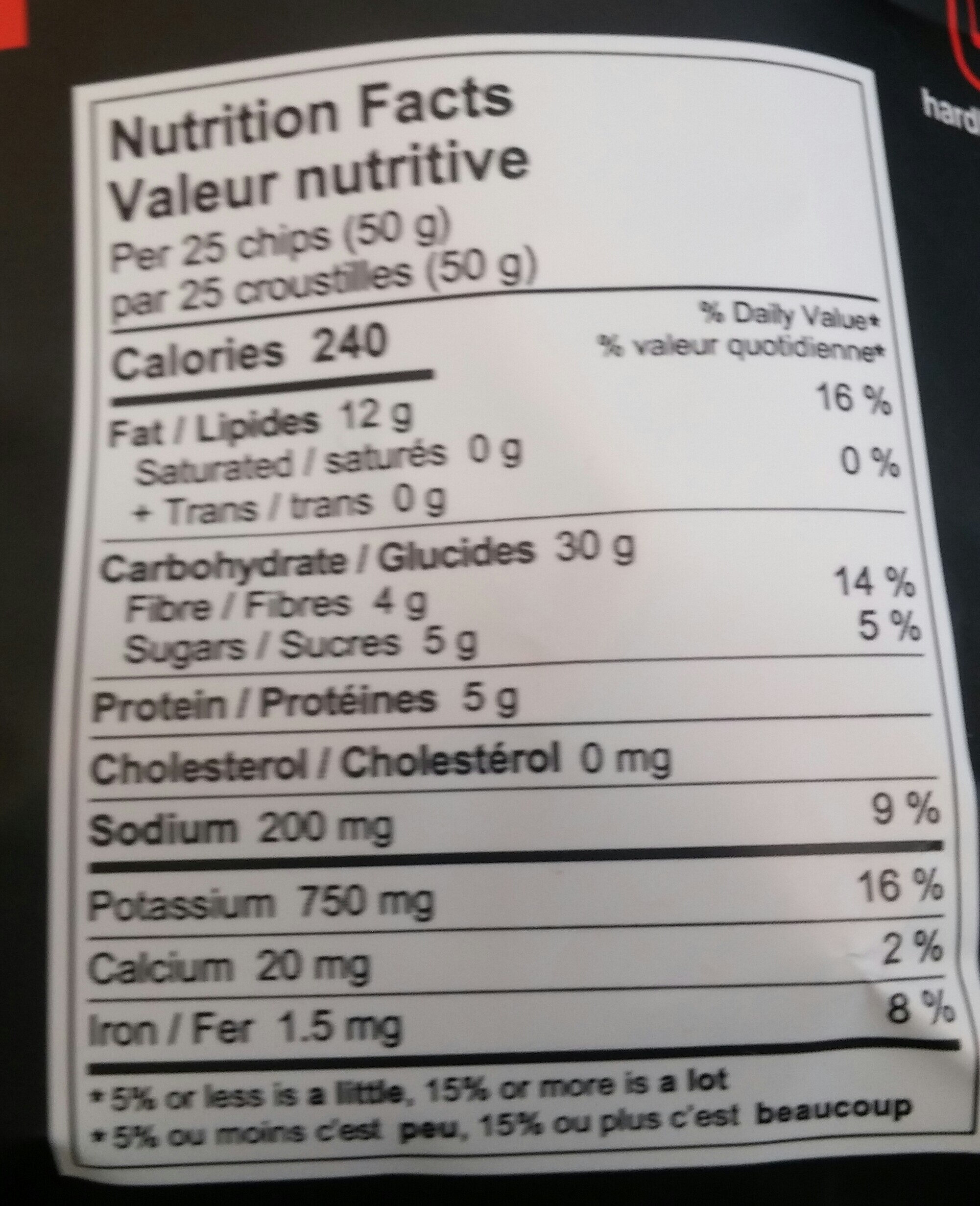 Hardbite, Handcrafted Potato Chips, Smokin' Bbq - Nutrition facts
