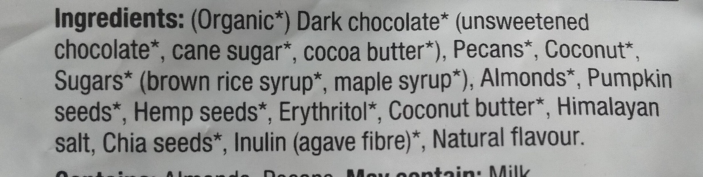 Rocher ceto au chocolat noir - Ingredients