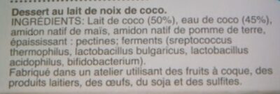 Dessert au lait de noix de coco - Ingredients - fr