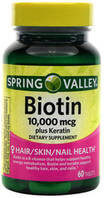 Spring Valley Biotin Tablets, 10, 000mcg, - Produit