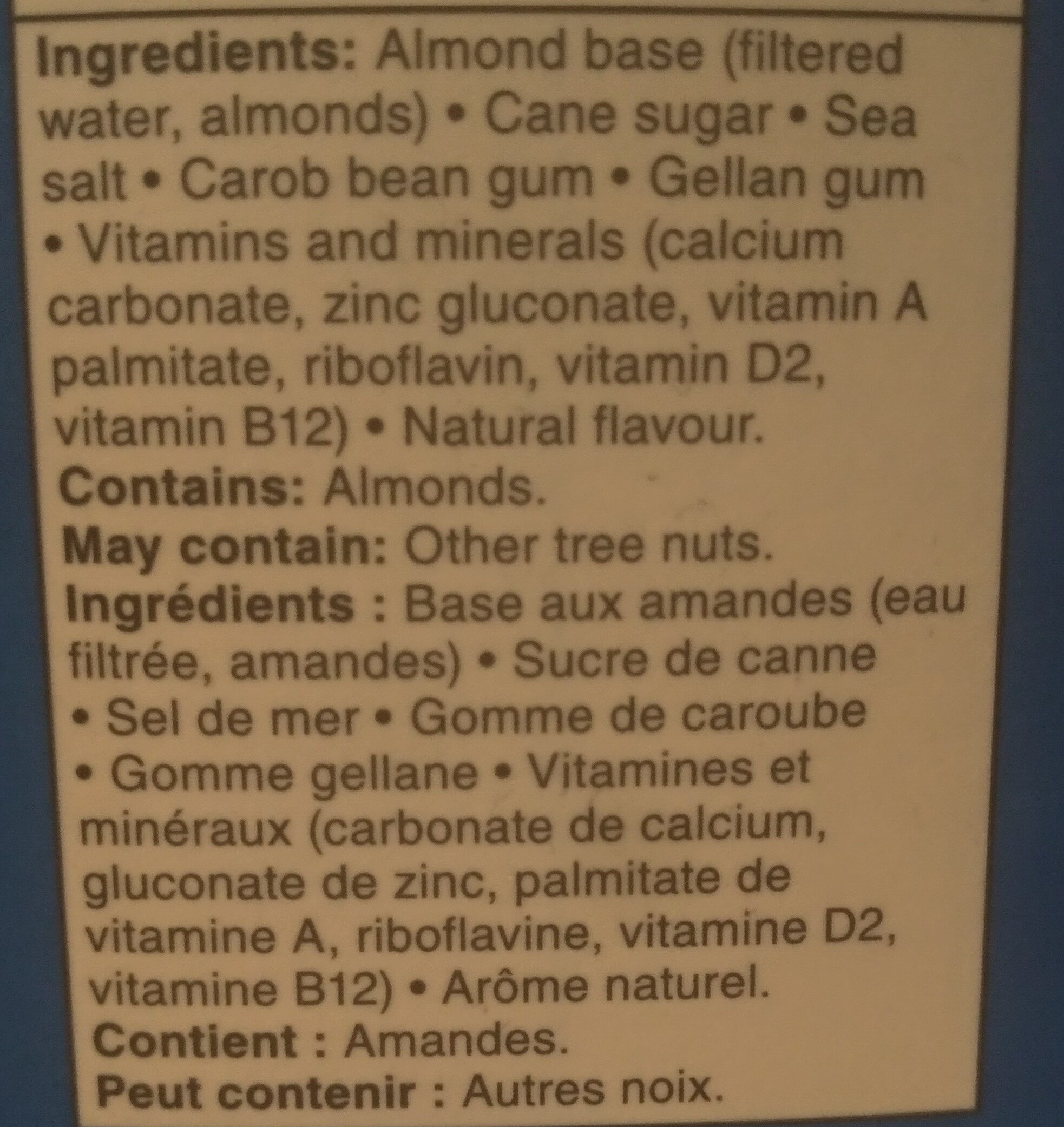 Vanilla Almond Beverage - Ingrediënten - en