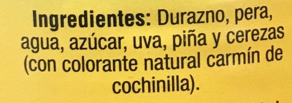 COCTÉL DE FRUTAS EN ALMÍBAR - Ingredientes