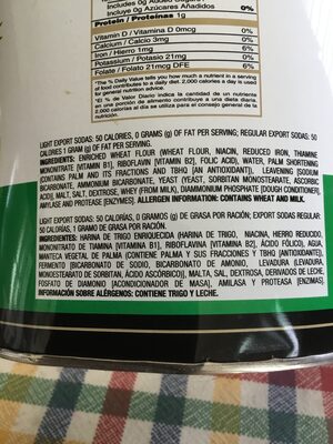 Galletas Export Sodas - Ingredients