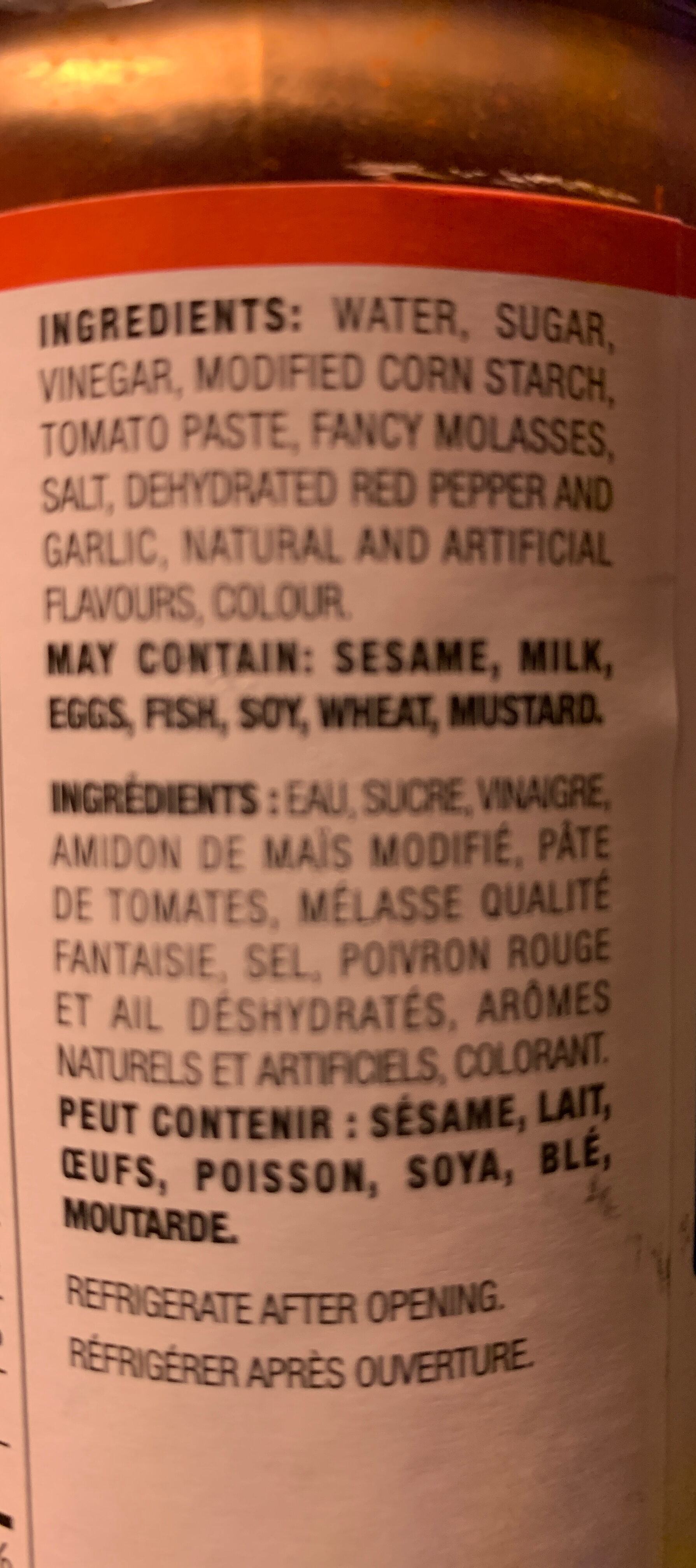 Sauce aigre douce - Ingredients - fr