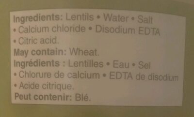 Lentils - Ingrédients