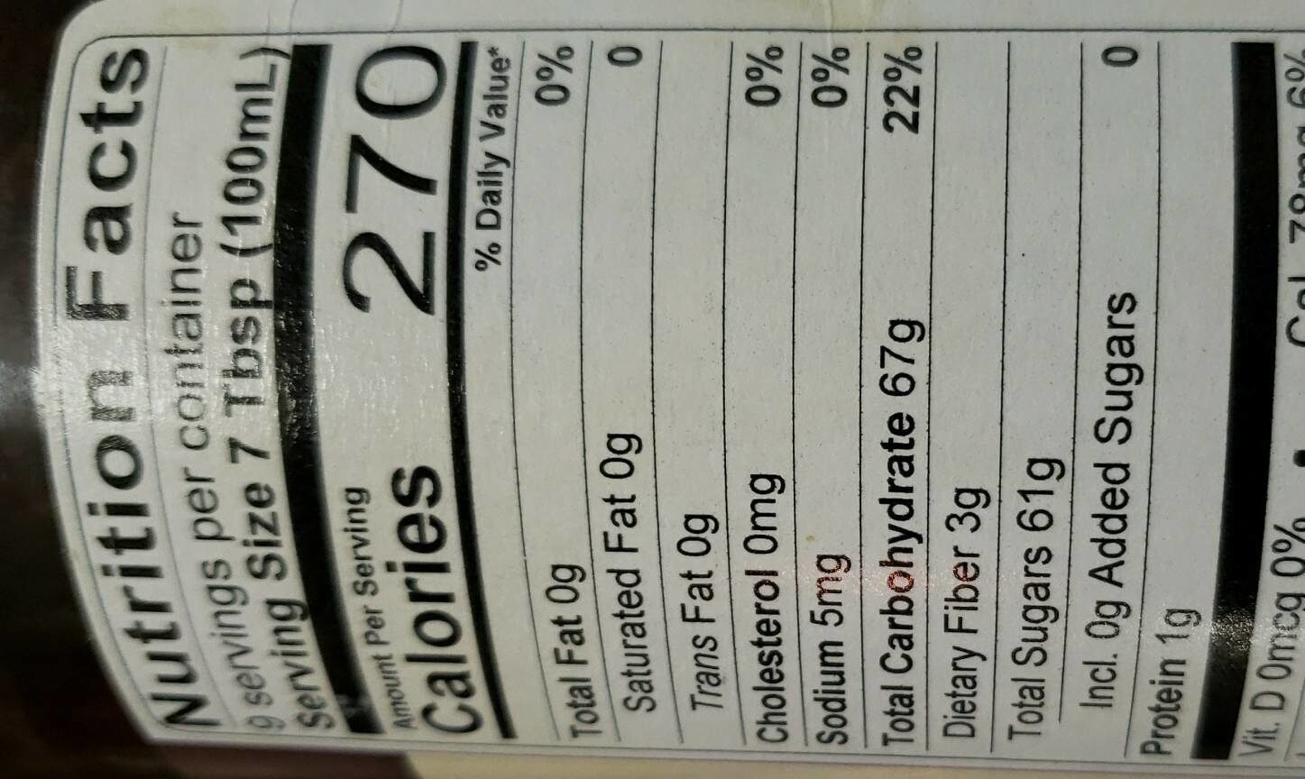 organic date syrup - Nutrition facts