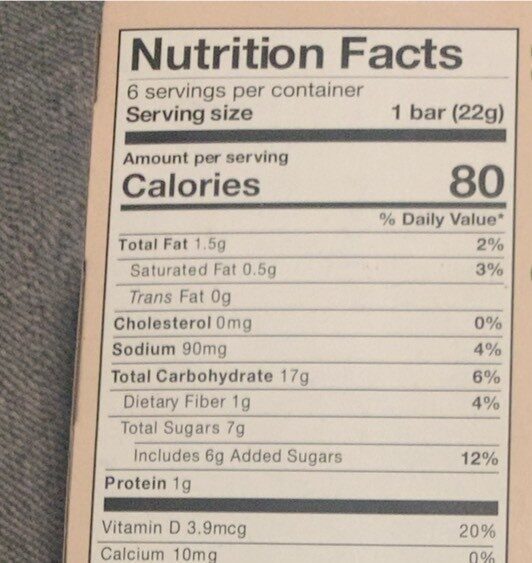 Organic crispy squares gluten free chocolate chip - Nutrition facts
