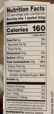 Ahold instant oatmeal maple & brown sugar - Nutrition facts