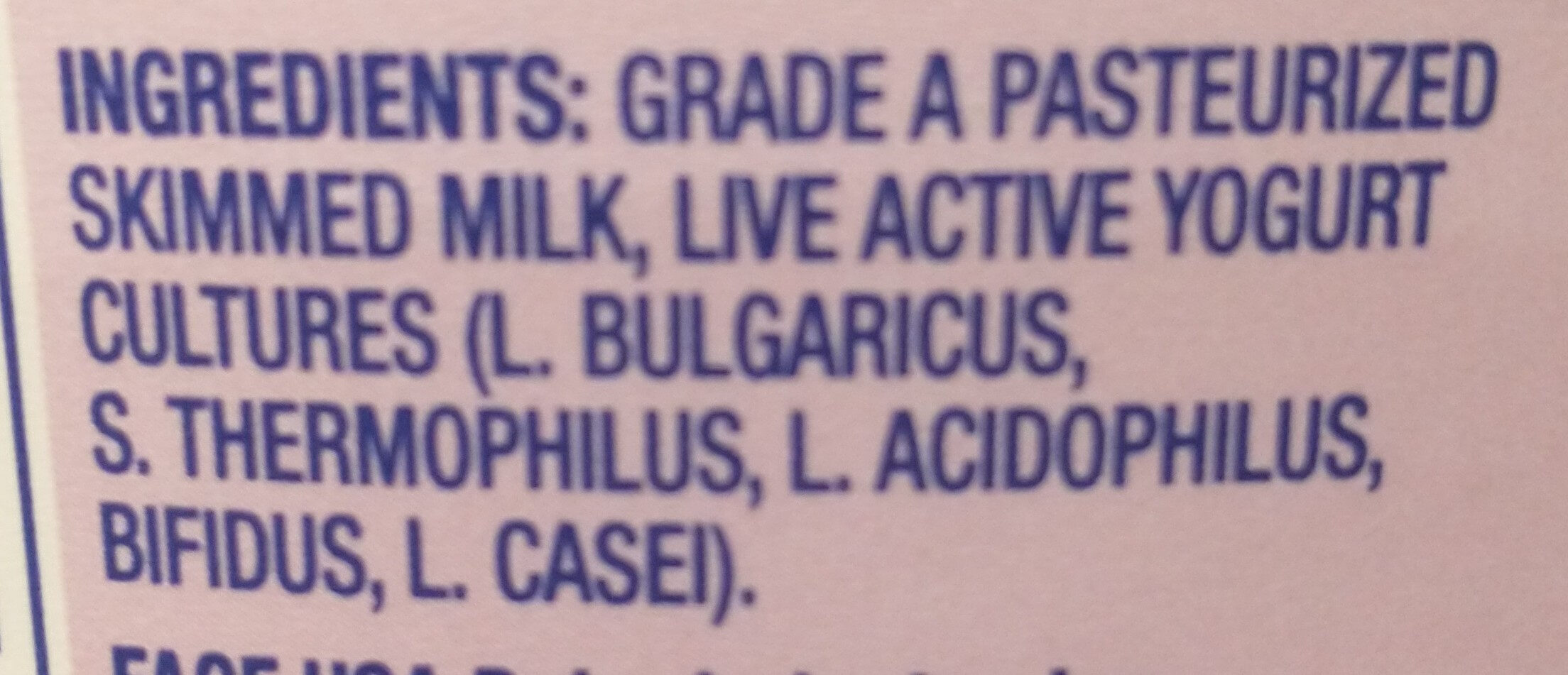 Nonfat greek strained yogurt - Ingredients