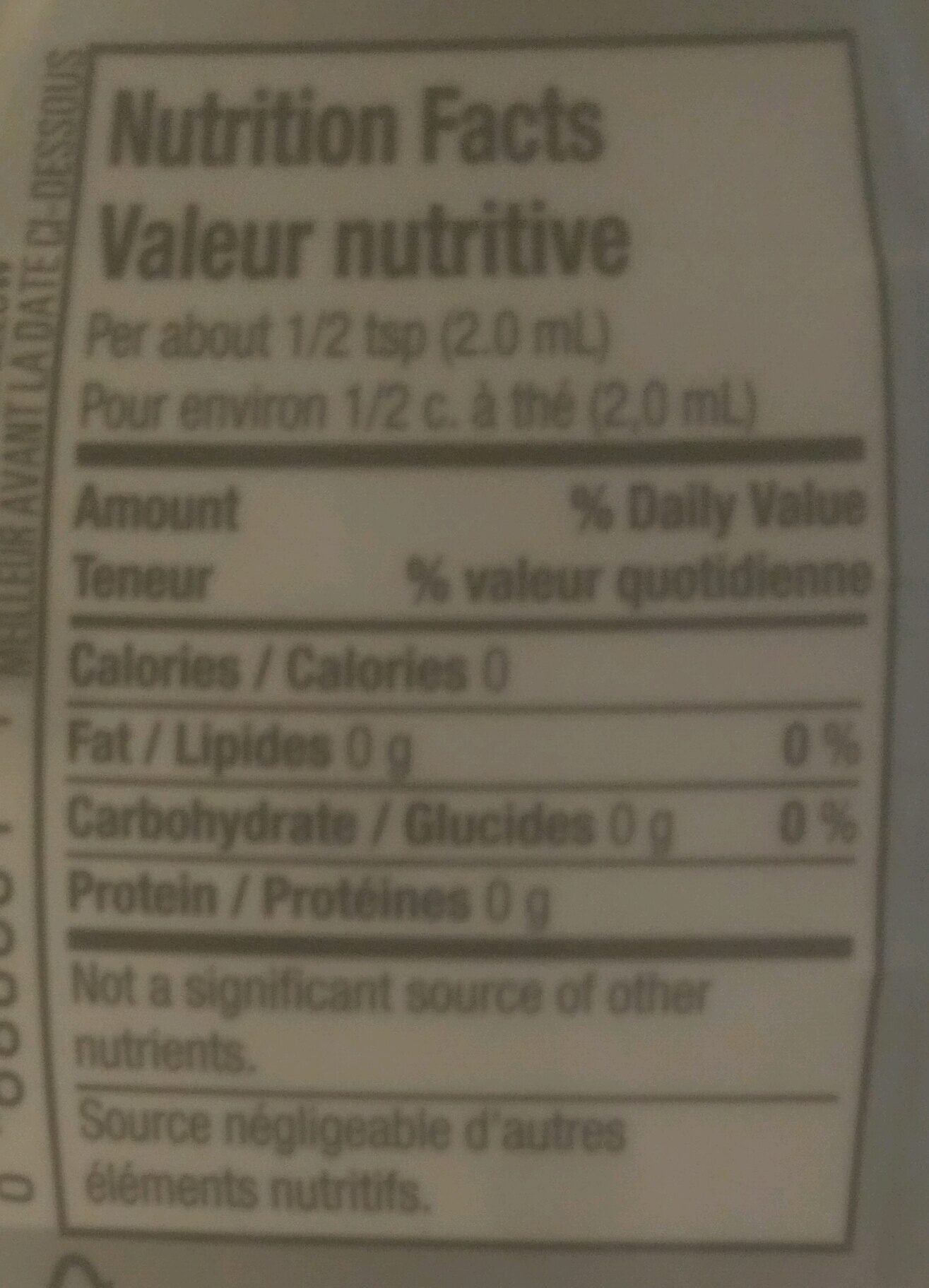 Fruit Punch Liquid Water Enhancer - Nutrition facts