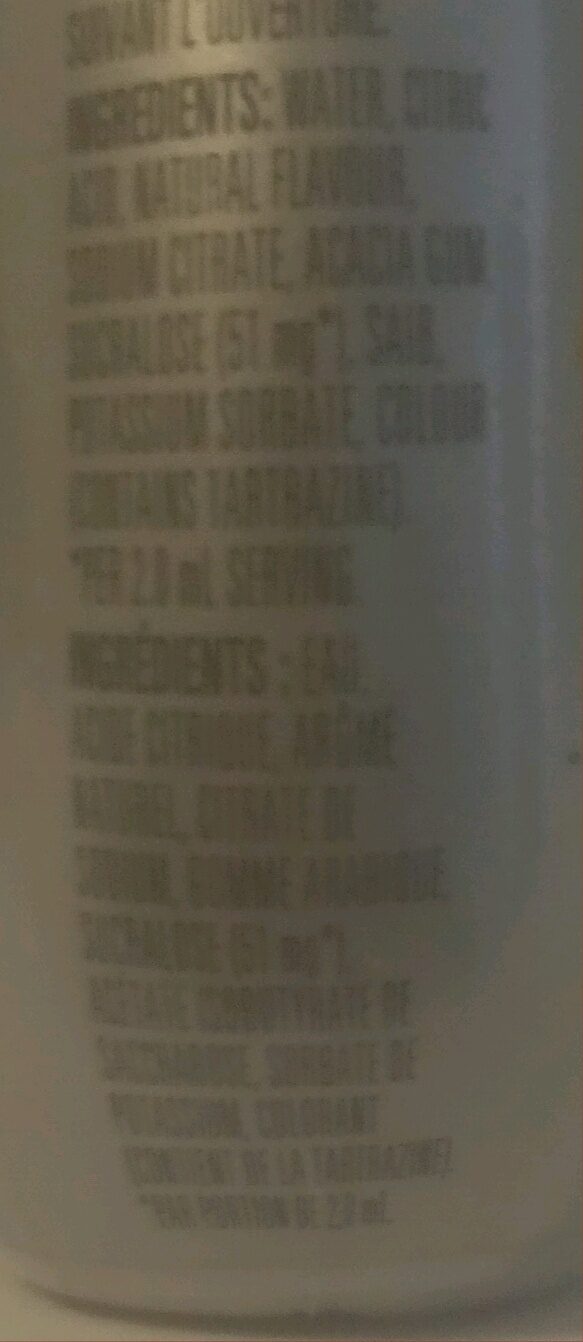 Lemonade Liquid Water Enhancer - Ingredients
