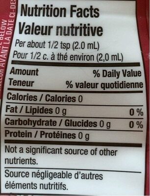 Cherry Liquid Drink Mix - Nutrition facts