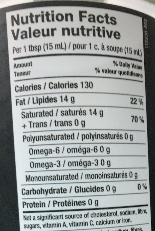 Mct oil - Nutrition facts - fr