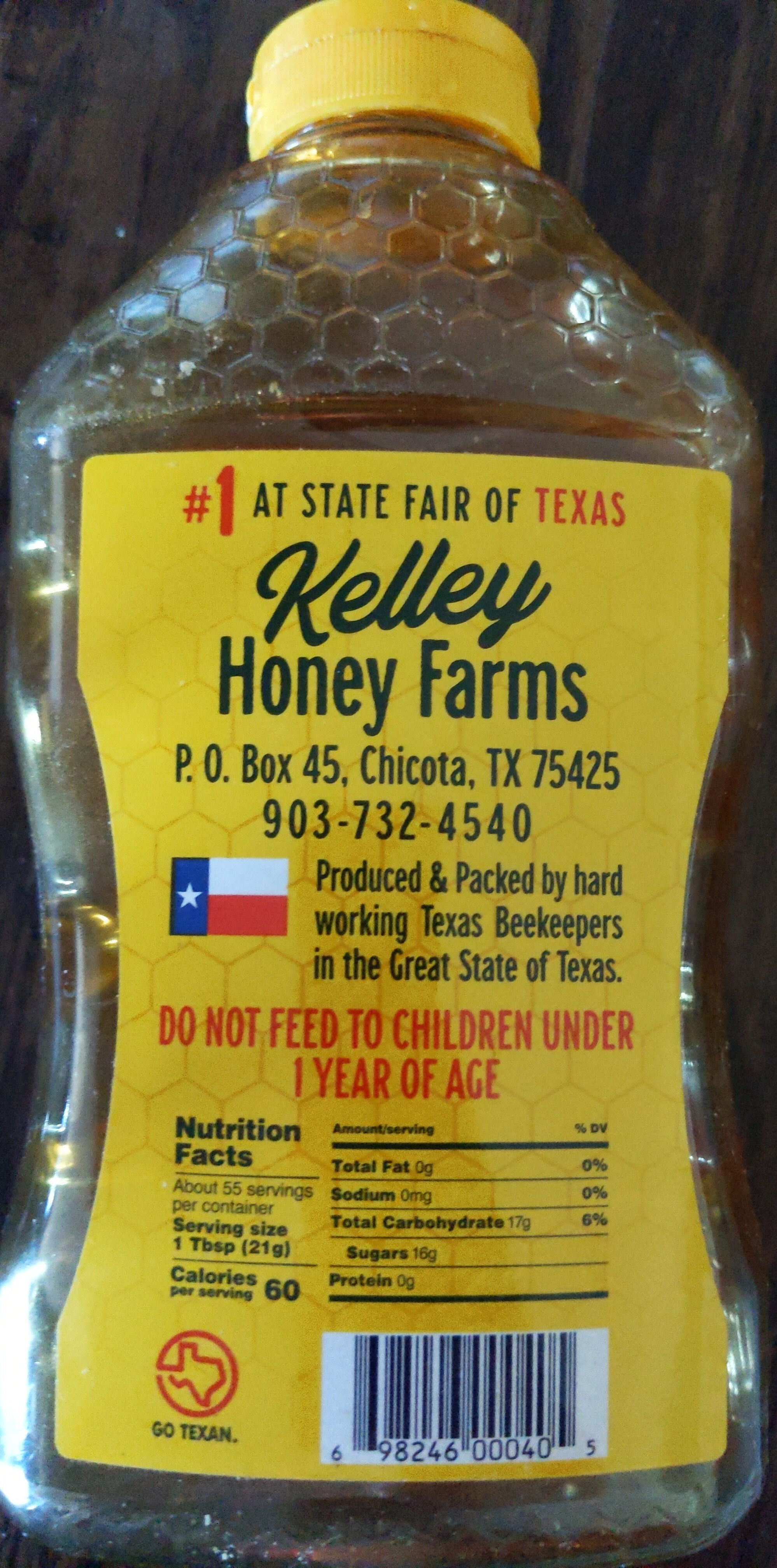 40 oz - Kelley's Local Texas Raw and Unfiltered Honey - Produit - en