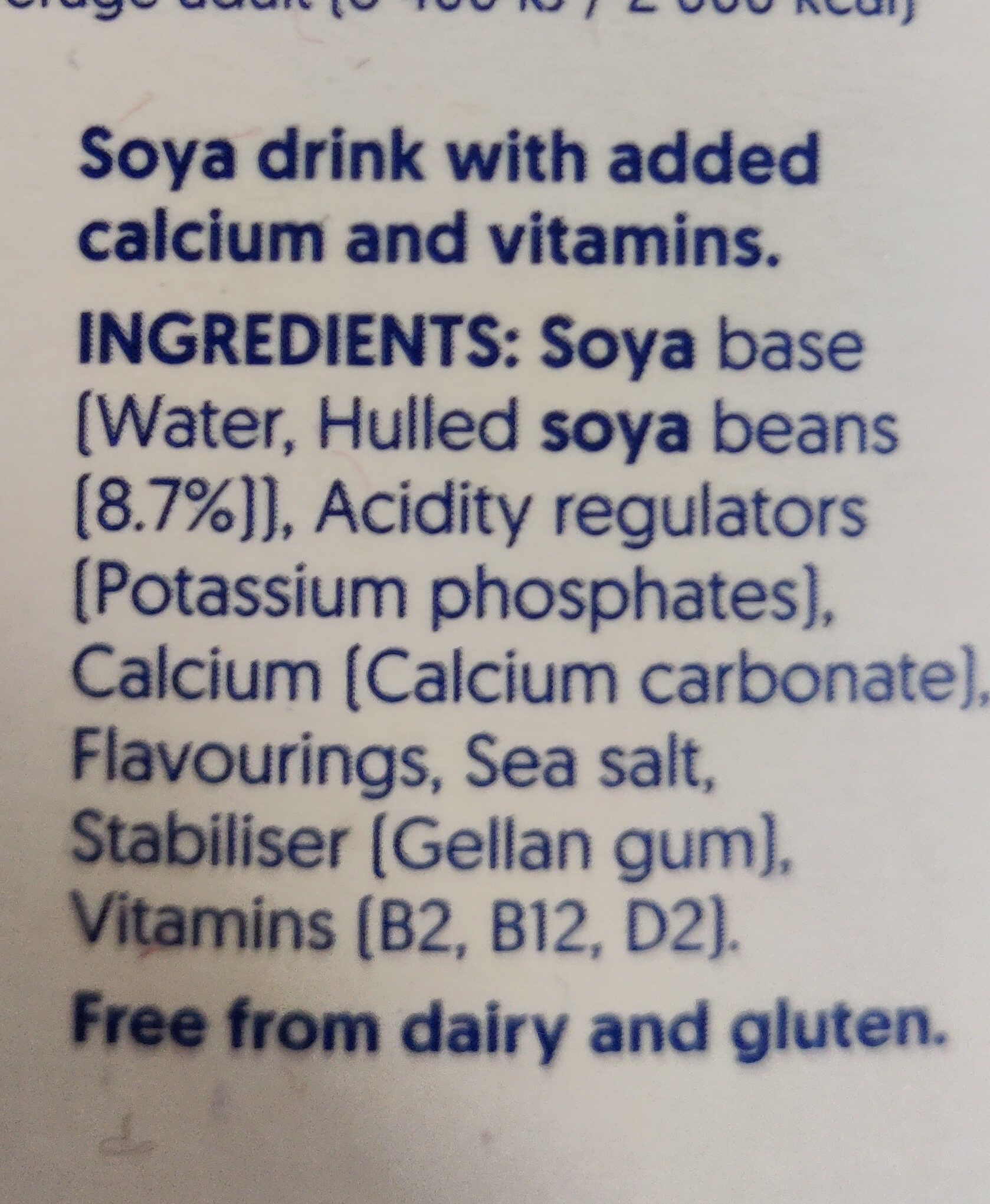 Soya Milk no sugars - Ingredientes - en
