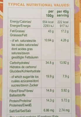 GRANOLA ANACARDOS Y NARANJA 400GR BIO - PRIMROSE'S KITCHEN - Valori nutrizionali - fr