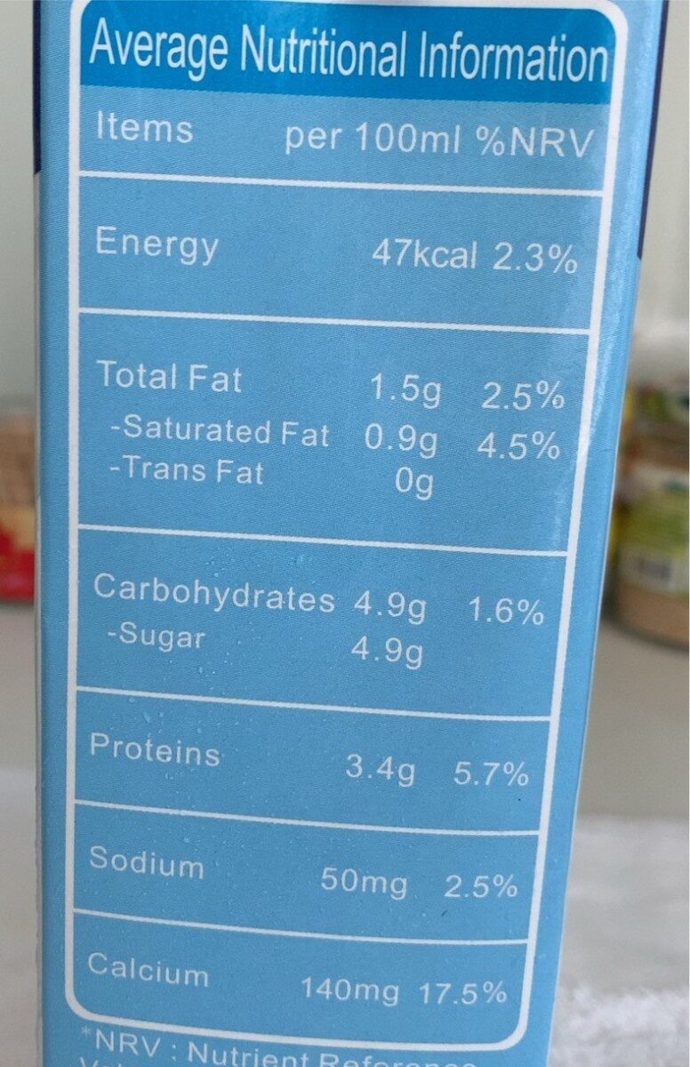 High calcium low fat milk - Giá trị dinh dưỡng - fr