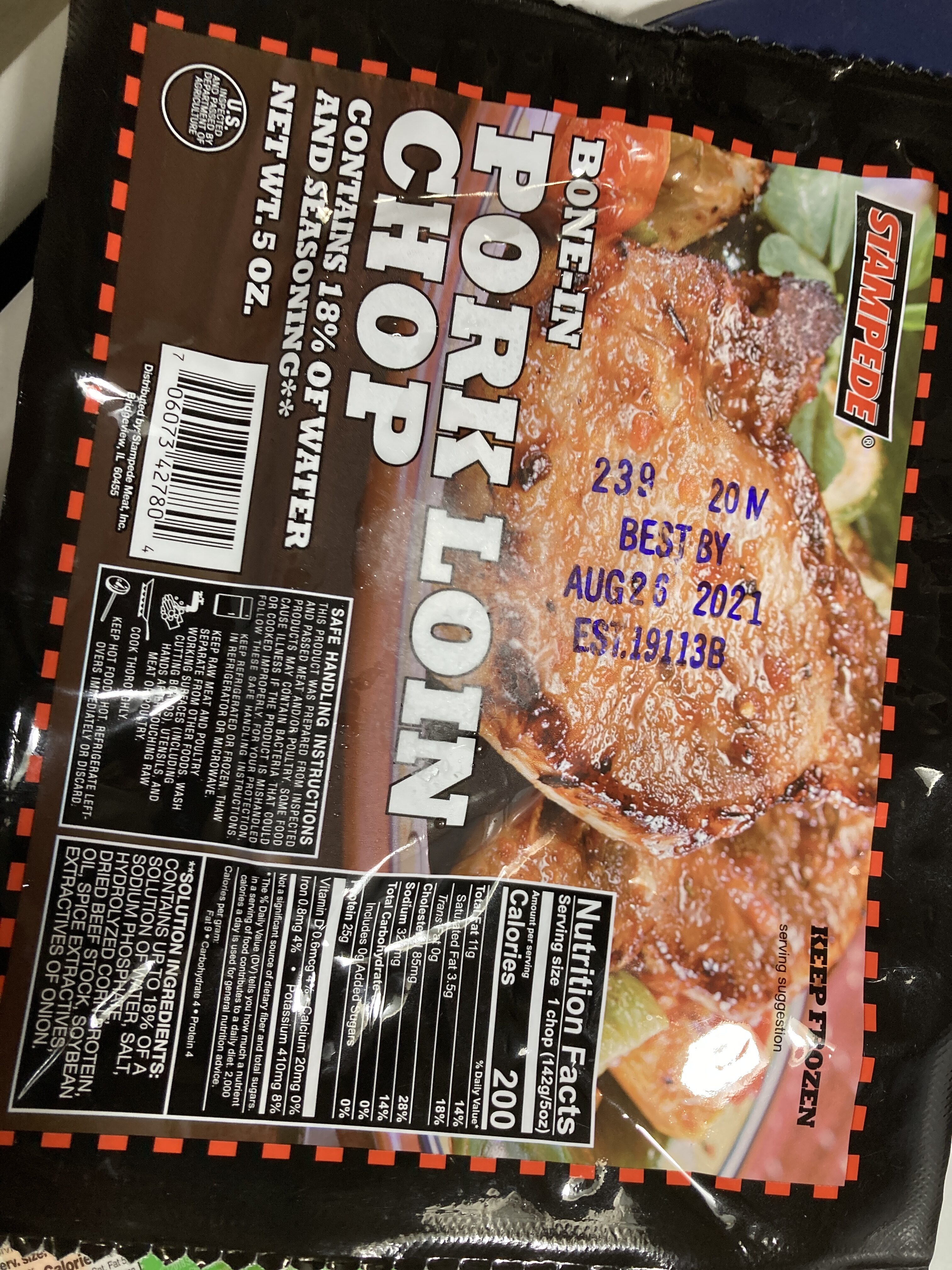Bone-in pork loin chop - Recycling instructions and/or packaging information