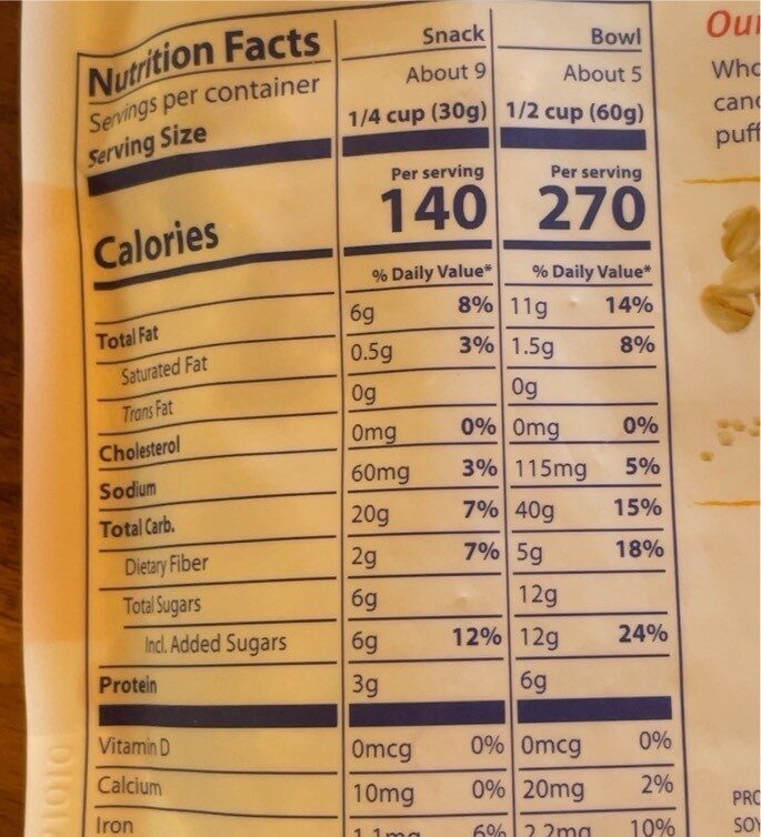 Granola + ancien grains - Nutrition facts