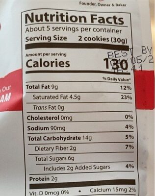 grain free better cookie - Nutrition facts