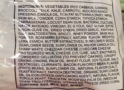 Avocado ranch vegetable salad kit - Ingredients