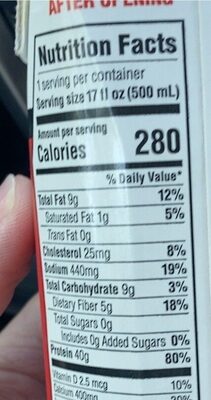 Lean Body Hi-protein Milk Shake Bananas And Cream - Nutrition facts