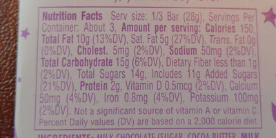 Toffee sea salt milk bar - Nutrition facts