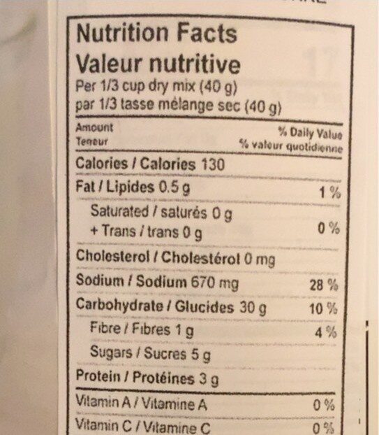 Buttermilk pancake and waffle mix - Nutrition facts